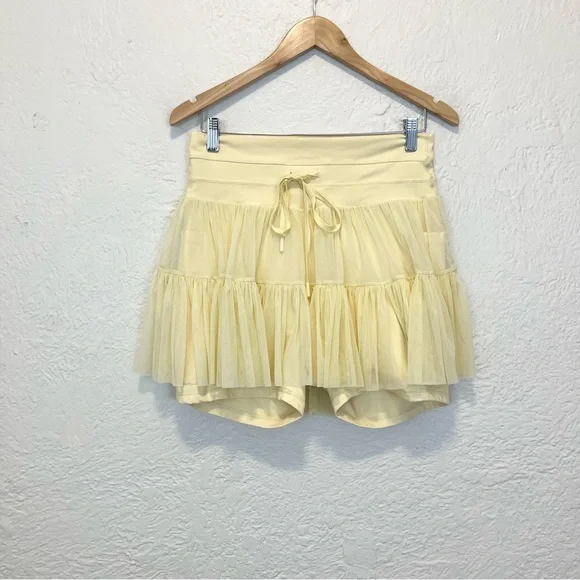 POPFLEX Skort Ruffle Mesh Butter Yellow Fairy Ballet Y2K XL - Picture 3 of 7